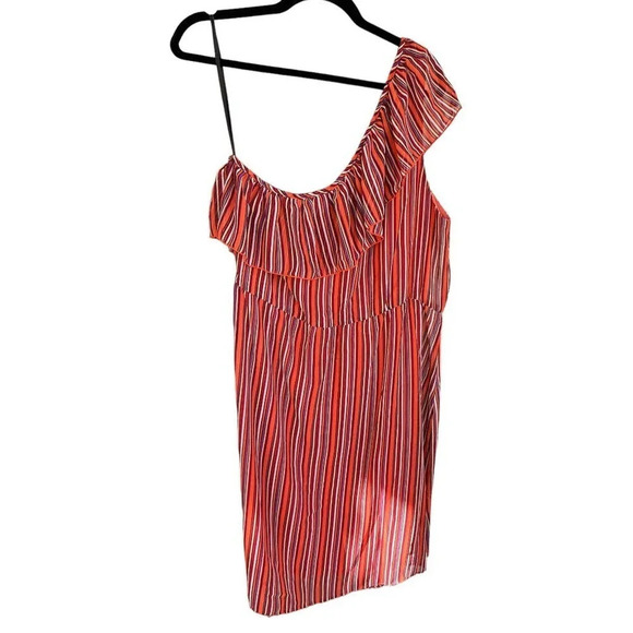 BISOU BISOU Women's Red Multistripe Off The Shoulder Dress Size 16 - Picture 8 of 8